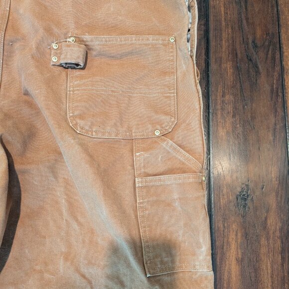 Carhartt Overall Bibs Mens 46x34 Brown Double Knee Workwear Canvas Vintage XL - Picture 8 of 12